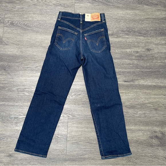 Levi's Ribcage Straight Ankle Dark Blue Jeans Size 25 - Picture 10 of 12